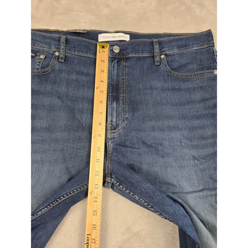 Calvin Klein Straight Jeans Mens 40x30 Blue Avedon Dark Stretch Denim